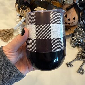 Kirklands Black Plaid Insulated Tumbler